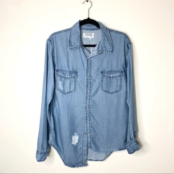 One Teaspoon Medium Wash Denim Button Down Shirts Chambray Dallas Tencel XXS - Picture 5 of 15